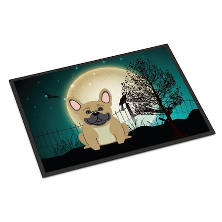 Jensendistributionservices Halloween Scary French Bulldog Cream Indoor or Outdoor Mat, 18 x 0.25 x 27 in. MI2549586